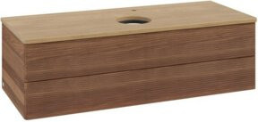 V&B Waschtischunterschrank Antao mit Frontstruktur und Beleuchtung in Eiche Honig Braun, B/T/H: 120 x 50 x 36 cm - Bild 1