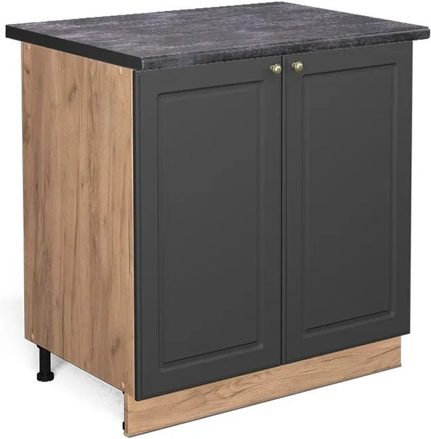 Vicco Spülenunterschrank Fame-Line in Anthrazit und Goldkraft Eiche mit Regal, B/T/H: 80 x 60 x 82 cm - Bild 1