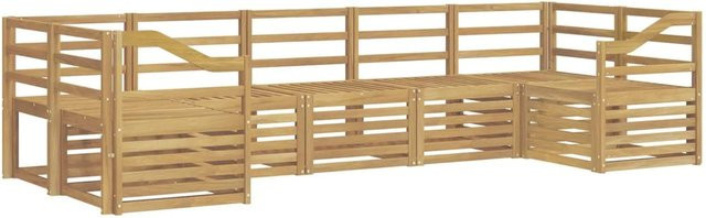 vidaXL Outdoor-Sofagarnitur 7-teilig aus Akazienholz in Weiß mit modernem L-Shape Design, B/T/H: 304 x 126,5 x 73 cm - Bild 1