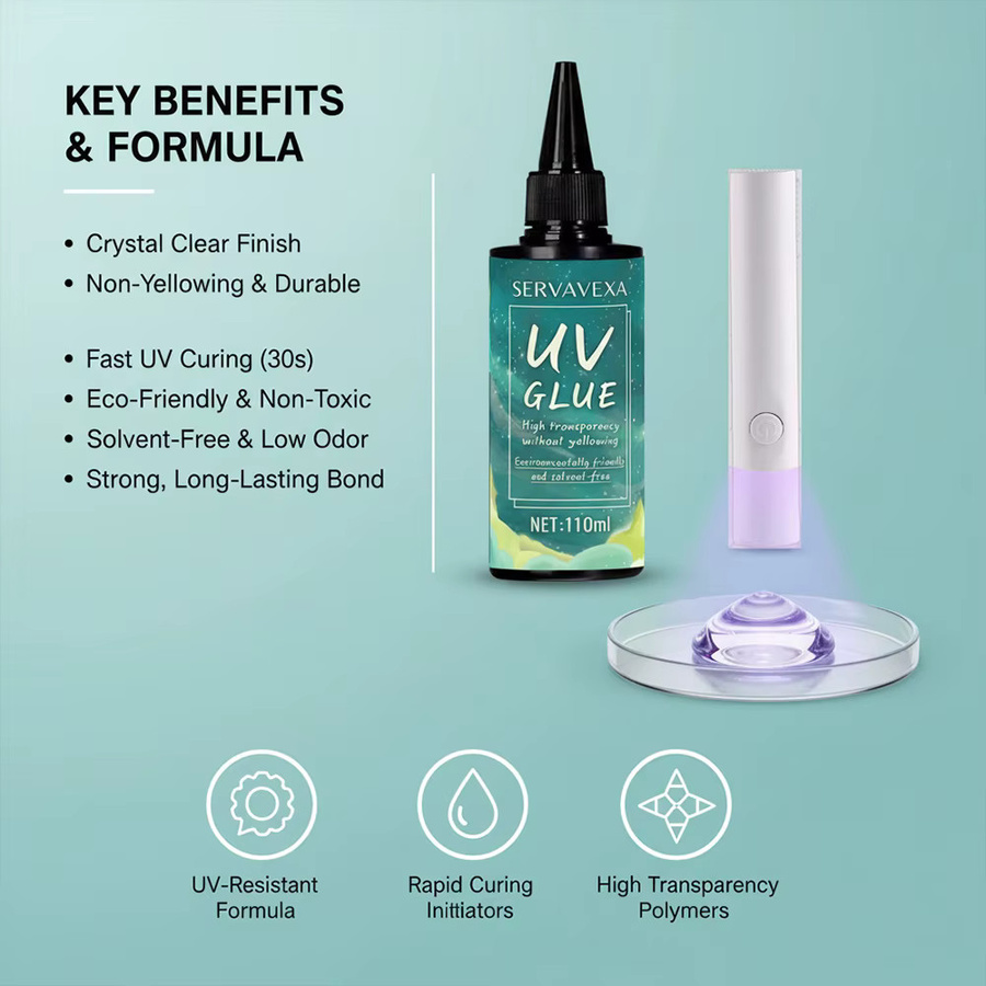 SERVAVEXA UV-Harz mit Licht, klarer UV-Kleber für Handwerk und Schmuck, 110 ml - Bild 2