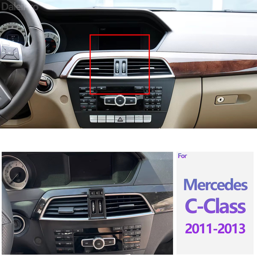 DaleiPro Magnetische Auto-Handyhalterung mit kabellosem Magsafe-Ladegerät für Mercedes Benz C-Klasse W204, Schwarz - Bild 2