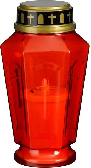 Luca Lighting LED-Grablicht Rot mit Batteriebetrieb für Traueranzeigen, Durchmesser: 8,5 cm, Höhe: 15,5 cm - Bild 1