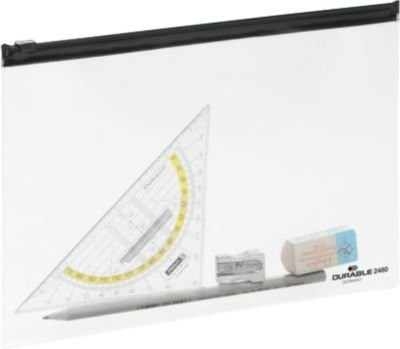 Durable Reißverschlusstasche Zip Bag transparent mit schwarzem Zipper, A5, 5er Pack, Breite: 21,0 cm - Bild 1