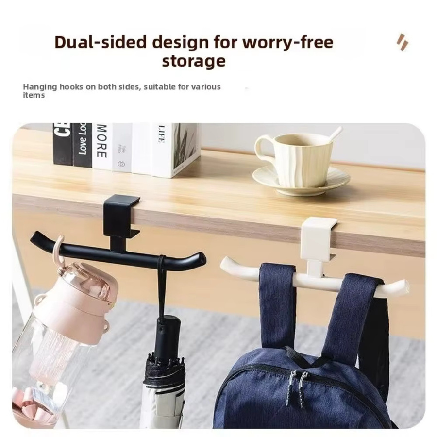 Universeller Schreibtischhaken aus Stahl in Beige zum Aufhängen ohne Bohren, verstellbarer Seitenhaken als Schulranzenhalter für deinen Büro-Schreibtisch - Bild 3