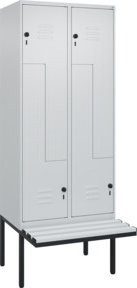 C+P Z-Spind Classic PLUS Sitzbank mit 4 Fächern und Sicherheits-Drehriegel, Farbe: Grau, B/T/H: 212,0 x 80,0 x 81,5 cm - Bild 1