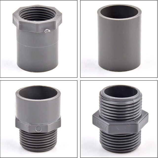 SgooHan 2er-Set PVC Gerade Gewinde Stecker in Grau für Aquarium und Gartenbewässerung, Durchmesser: 32 mm - Bild 1