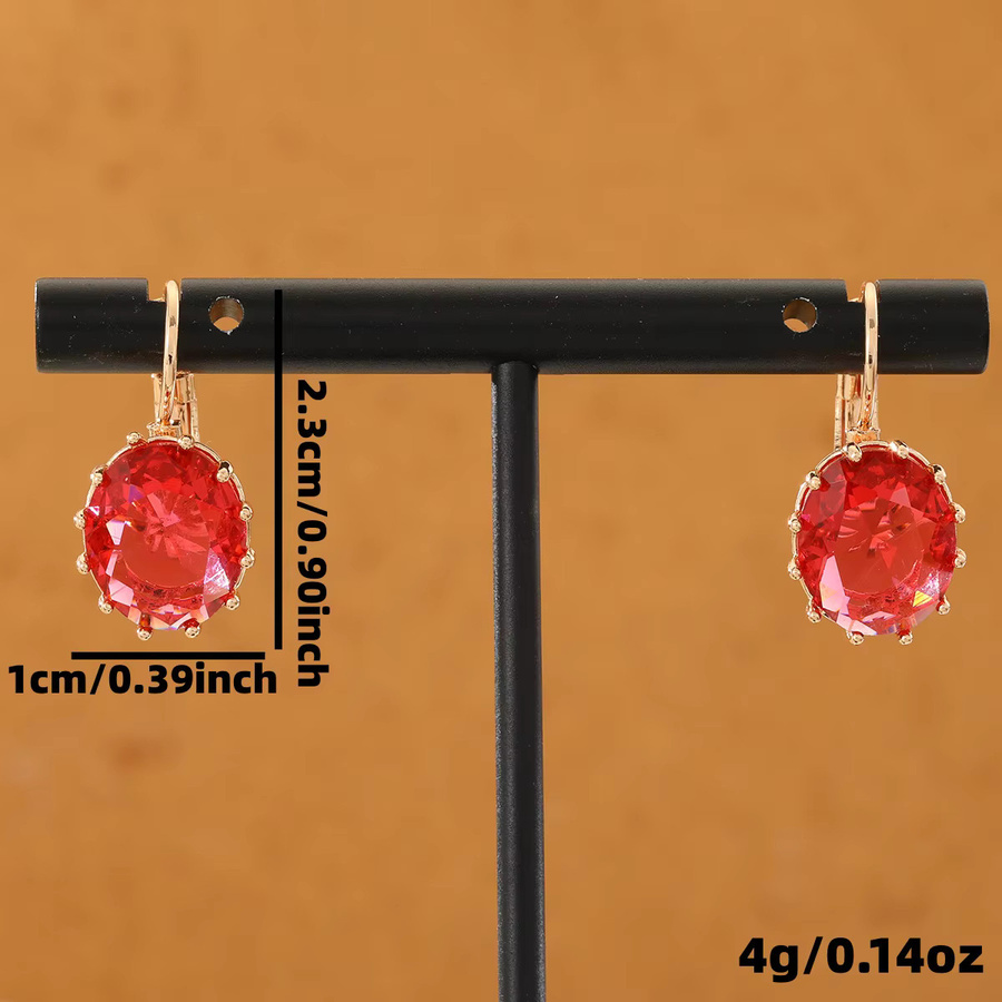 JYXIT Ohrringe, Messing, Roségold, roter Kunststein, Kristall, Unisex - Bild 3