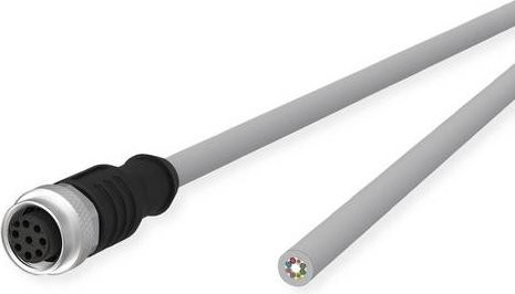 Metz Connect M12 Sensor-Aktorleitung, A-kodiert, M12 Buchse gerade, freies Leitungsende, grau, 5m - Bild 1