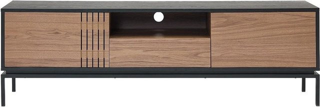 Vente-unique TV-Board Zinori aus Holz und Metall in Schwarz und Nussbaumfurnier, Breite: 180 cm - Bild 1