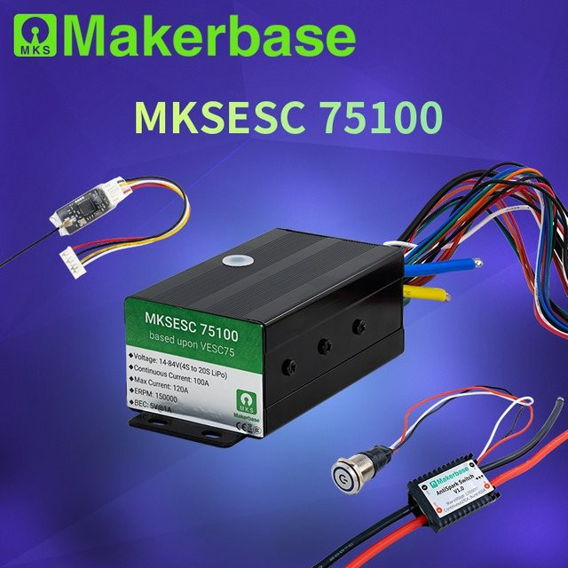 Makerbase VESC 75V100A Benjamin ESC Bürstenloser Motorregler für Modellflugzeuge in Schwarz - Bild 1