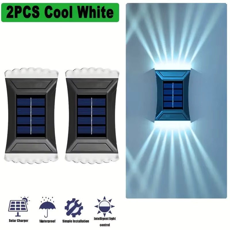Leclstar Solar Wandleuchten Set mit Up-and-Down LED Beleuchtung in Cool White für Garten Terrasse und Stufen - Bild 5