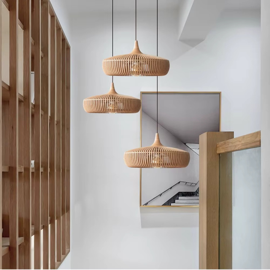 JOYINLED Moderne LED-Pendelleuchte aus Walnussholz in Braun, Durchmesser: 43 cm - Bild 3