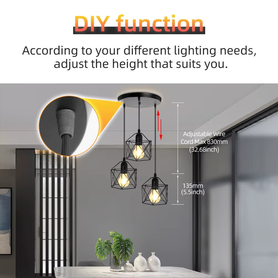 CANMEIJIA Moderne LED Pendelleuchte in Schwarz für Esszimmer und Küche mit E27 Fassung - Bild 3