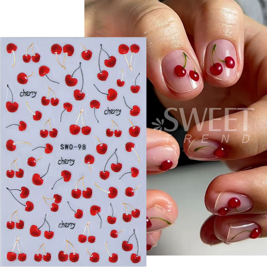 SWEET TREND Nagelaufkleber Rote Kirsche, Glänzend, 2 Stück - Bild 2
