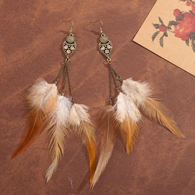 YULIN Federohrringe, Messing, Gold, Kristall, Damen, Vintage - Bild 1