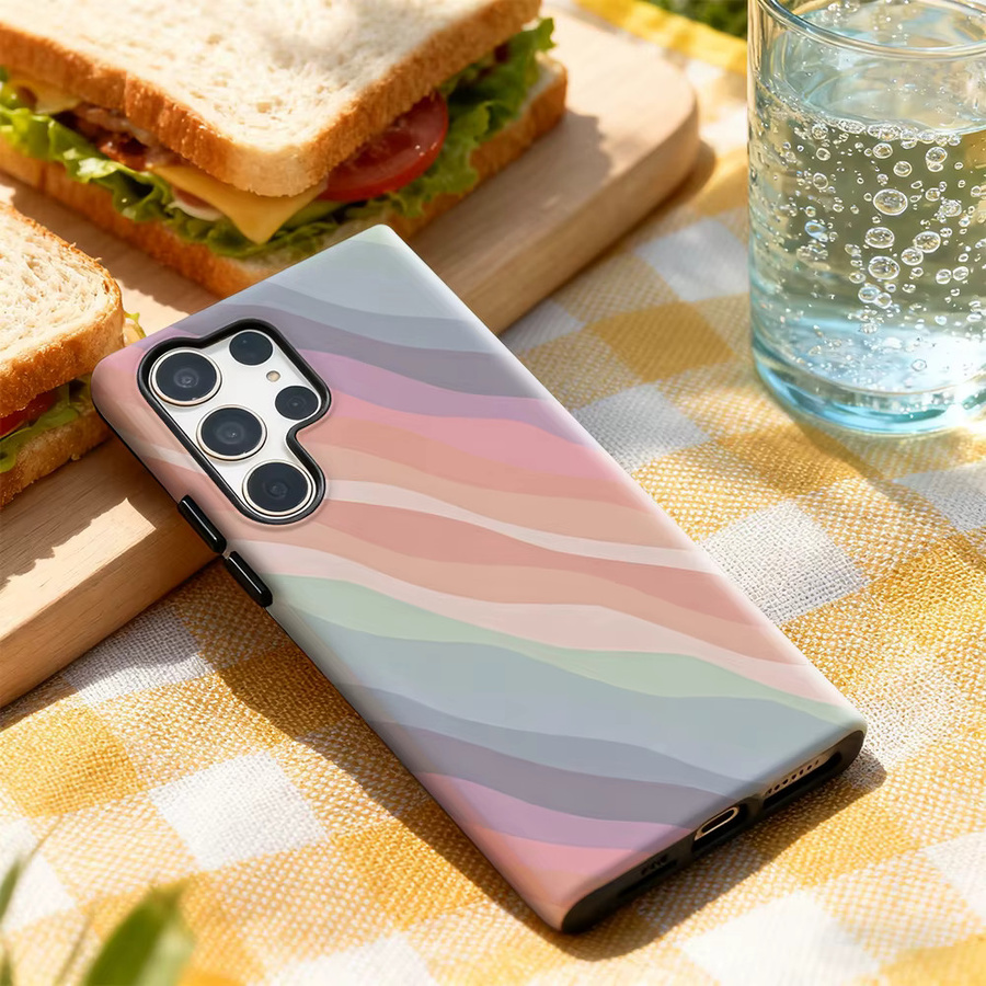 Samsung Handyhülle mit gedämpften Streifen in Multicolour für Galaxy S25 Ultra, S24 und S23 Ultra Plus mit glänzender doppellagiger Rückseite - Bild 2