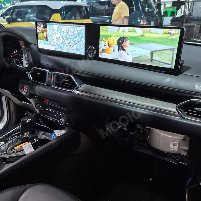 Aotsr Dual Screen Carplay Auto Radio für Mazda CX5 CX-5 2017-2025 mit Android Auto, Multimedia Stereo, GPS Navi und Band Recorder, Schwarz, 24,6 Zoll - Bild 1