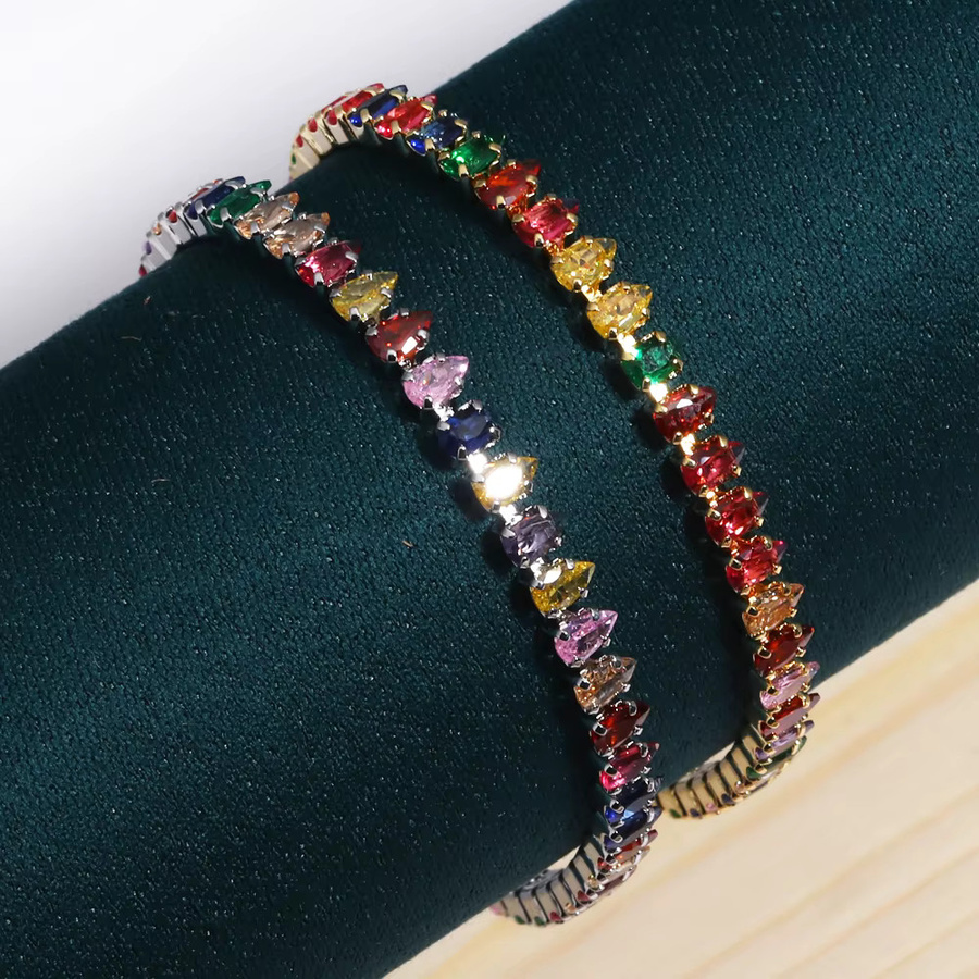 YUYAN Armband, Regenbogen-CZ-Tennis-Zirkon, mehrfarbiger Kristall, Damen - Bild 1