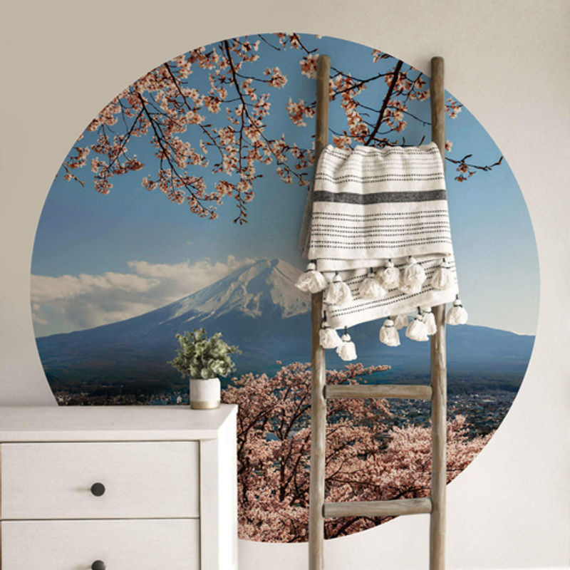 K&L Wall Art Vliestapete Colombo Mount Fuji Japan, runde Wandgestaltung, mehrfarbig, matt, B: 284 cm, H: 62 cm - Bild 2