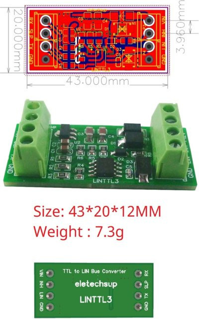 Eletechsup TTL zu LIN Bus Konverter Datenanalysator TJA1020 K mit TJA1021 Chip zur Kommunikation und Überwachung in Grün - Bild 1