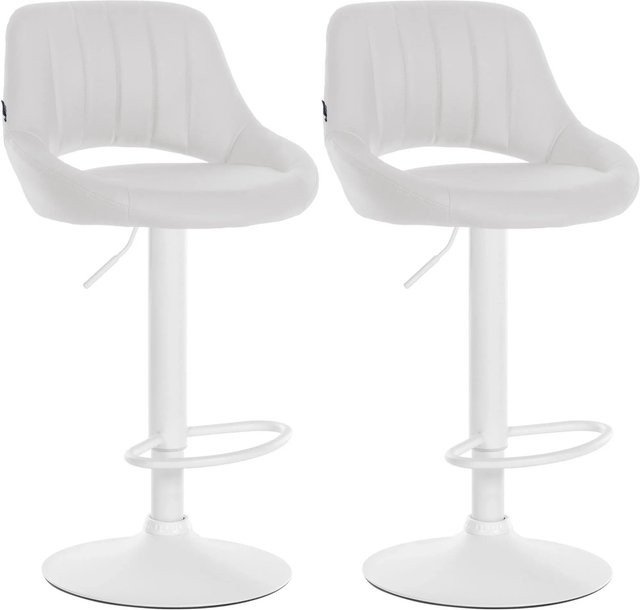 2er Set DELUKE SEGAD Barhocker aus Kunstleder in Weiß, höhenverstellbar und drehbar mit Lehne, B/T/H: 47 x 48 x 85 cm - Bild 1