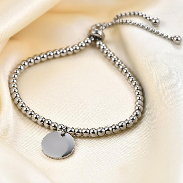 Wucifang Jewelry Armband, Titanstahl, silber, runde Perlen, 15 mm, Damen - Bild 1