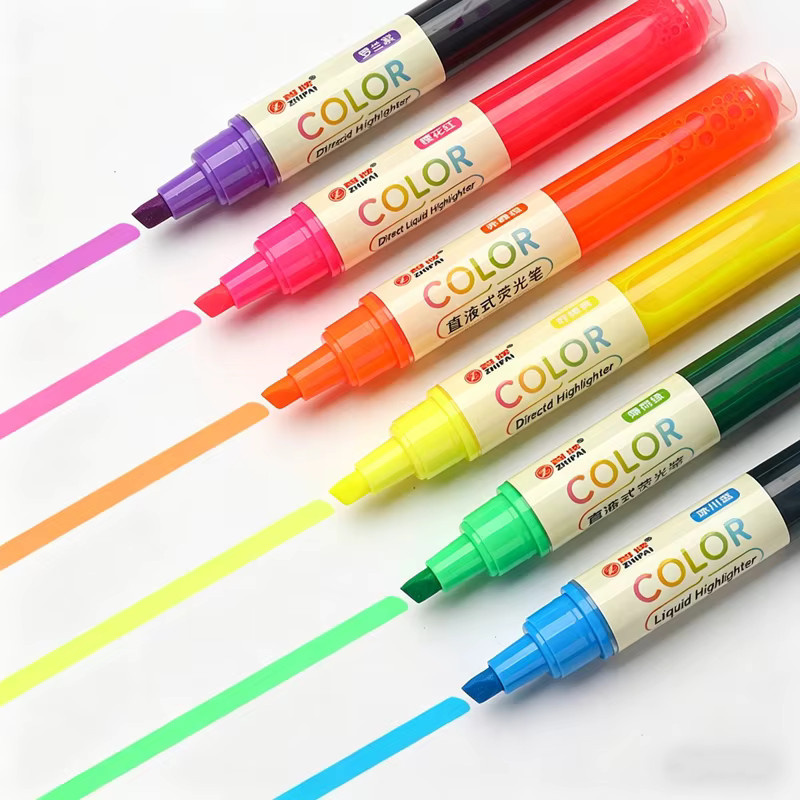 Zhipai 6-teiliges Textmarker-Set mit breiter Spitze in Multicolour für Schule und Büro - Bild 2