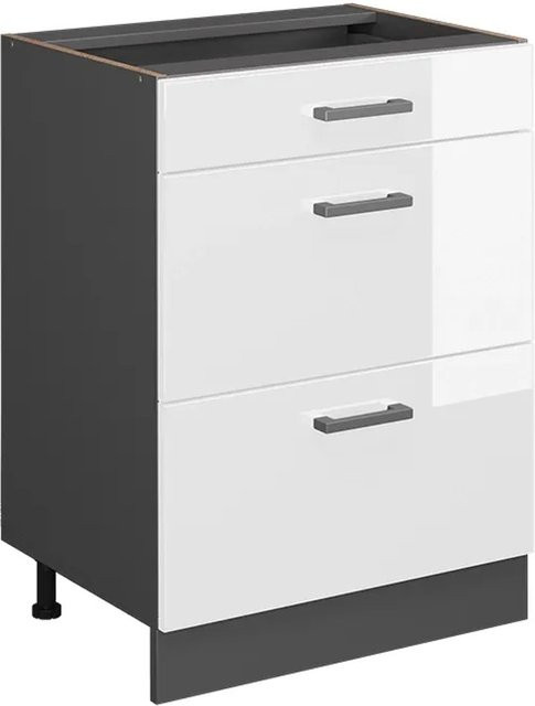 Vicco Küchenunterschrank R-Line Weiß Hochglanz Anthrazit mit Schubladen Breite: 60 cm - Bild 1