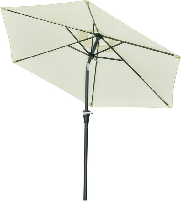 Outsunny Garten-Sonnenschirm Hexagonal neigbar aus Metall und Polyester in Beige, Durchmesser: 2,3 m, Höhe: 2,16 m, Aosom - Bild 1