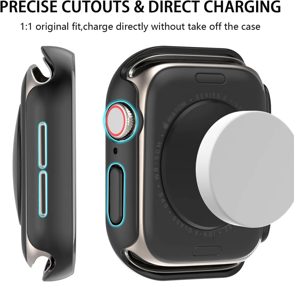 Apple Watch Schutzhülle, Kunststoff, Schwarz, Unisex - Bild 4