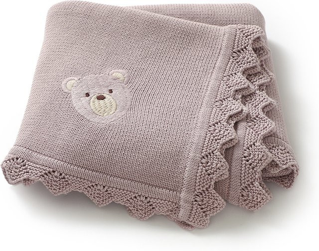 Mimixiong Strickdecke aus Baumwolle für Babys mit Cartoon-Muster, B/B/H: 90 x 70 cm - Bild 1