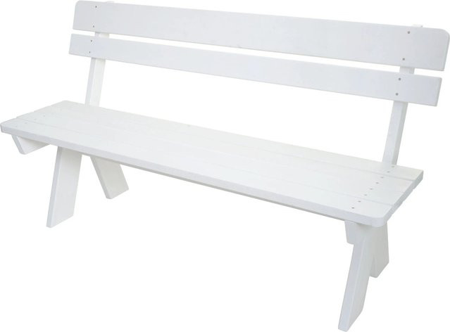 PROREGAL Gartenbank aus Massivholz Kiefer in Weiß, B/T/H: 148 x 86 x 54 cm, Sitzhöhe: 45 cm - Bild 1