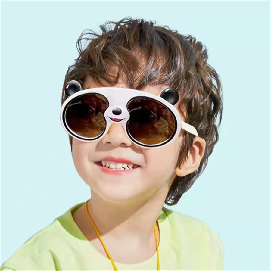 Klassnum Kinder Sonnenbrille Panda, Kunststoff, Vollrand, rund, weiß - Bild 2
