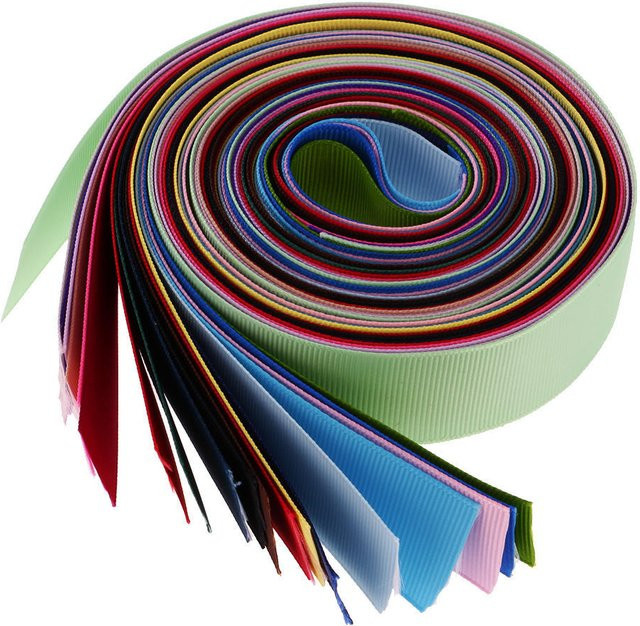Leisure Times Ripsband Set in Bunt für DIY Haarschleifen und Scrapbooking, Breite: 2,5 cm, Länge: 18,28 m - Bild 1
