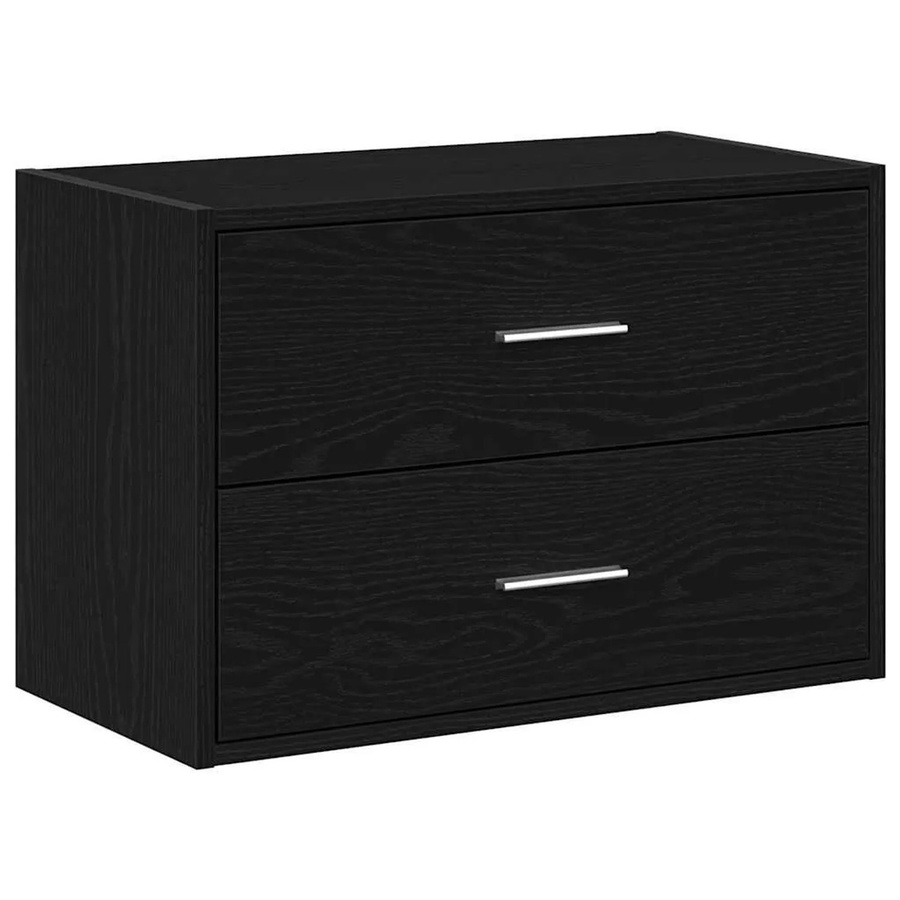vidaXL Schrank mit 2 Schubladen in Schwarz und Eichen-Optik, B/T/H: 60 x 31 x 40 cm - Bild 2