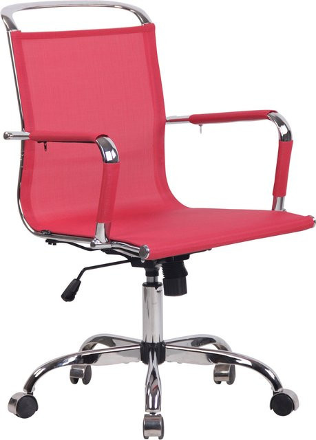 TPFLiving Bürostuhl Barney Mesh in Rot mit Armlehnen und Rollen für Home Office und Büro - Bild 1