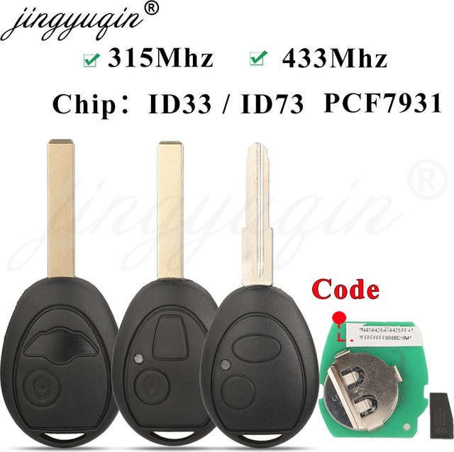 Jingyuqin Auto-Fernbedienungsschlüssel für BMW Mini Cooper R50 R53 und Land Rover Discover, 315/434 MHz, PCF7931AS mit Codeetikett, Schwarz - Bild 1