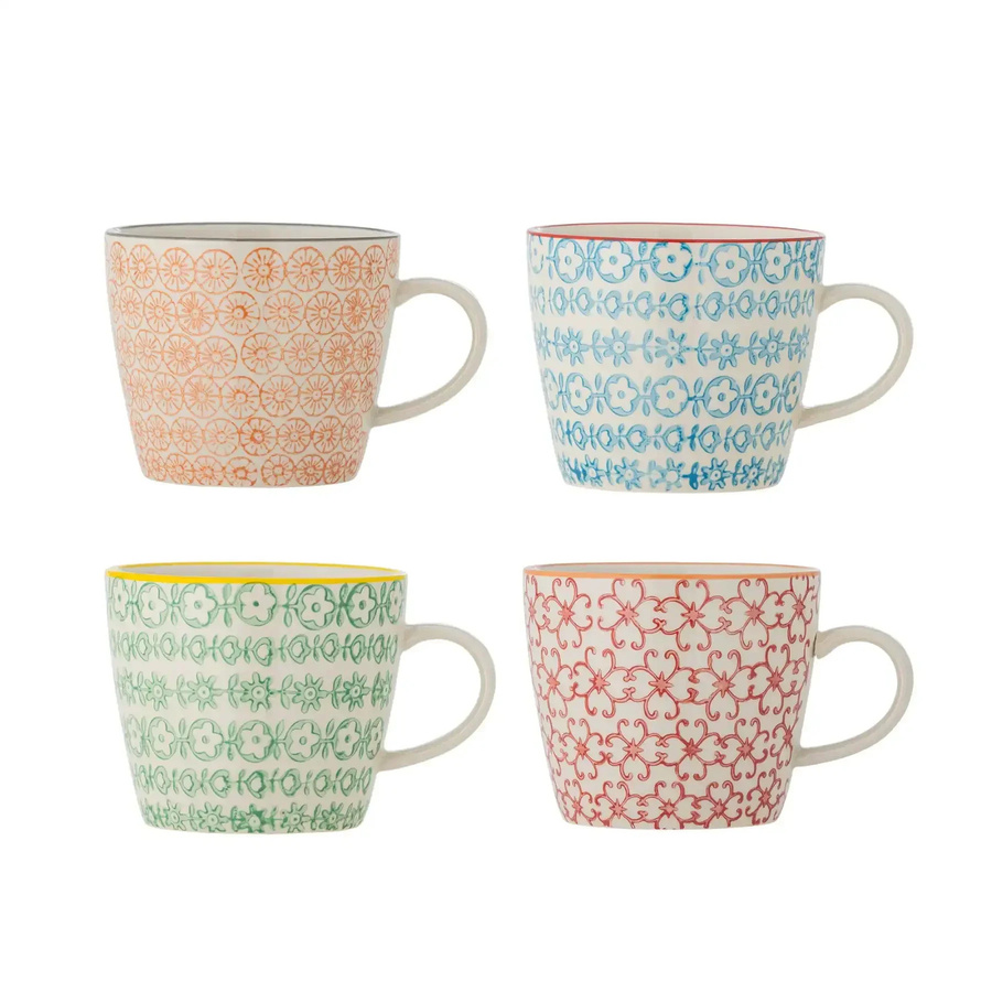 Bloomingville Steingutbecher Carla multicolor Set mit 4 Stück - Bild 1