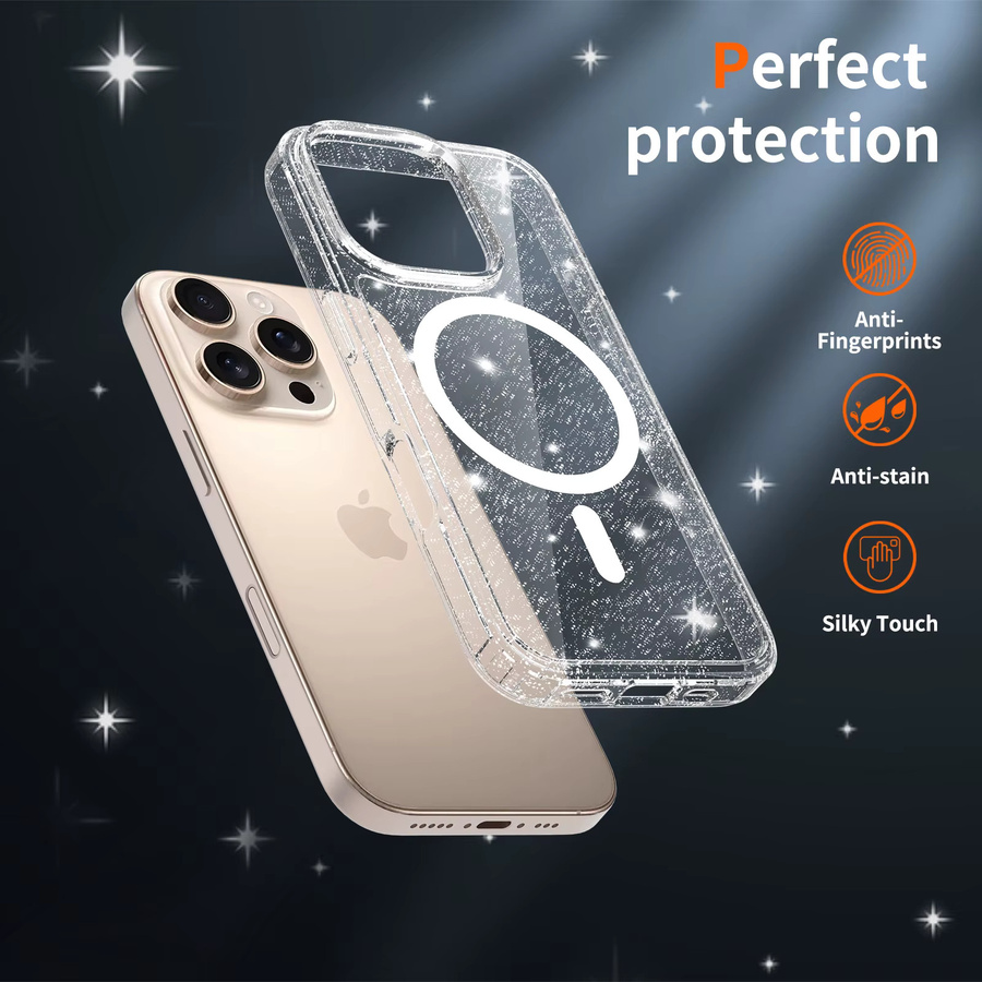 Transparente Glitzer Handyhülle mit MagSafe für iPhone 17E 16E 17 Air 16 Pro Max 15 Plus 14 13 von NYFundas - Bild 5