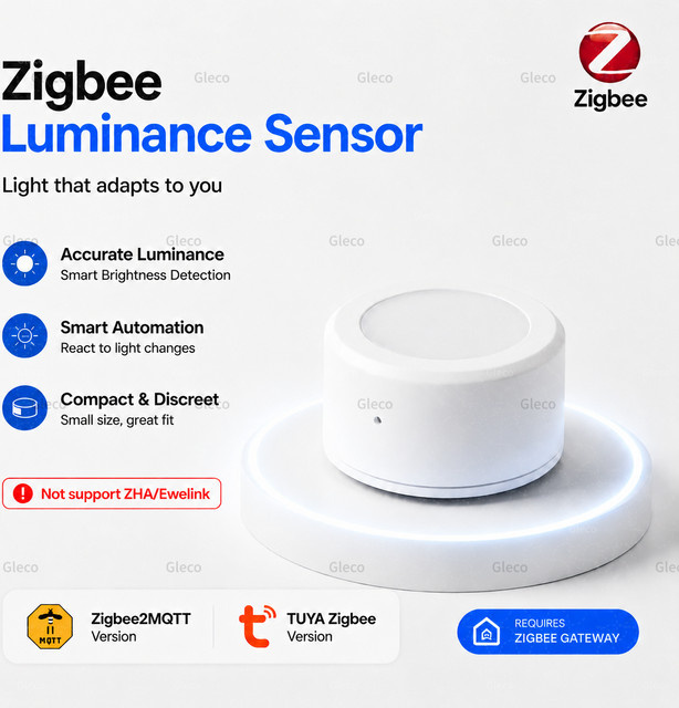 Tuya Zigbee Smart Lichtsensor in Weiß zur Helligkeitsmessung für deine Smart Home Automation mit TUYA und 2MQTT (Hub erforderlich) - Bild 1