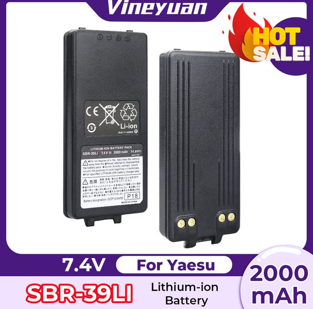 Yaesu SBR-39LI Ersatz-Lithium-Ionen-Akku 7,4 V 2000 mAh in Schwarz für FTA-450 FTA-550 FTA-550L FTA-750 FTA-850L und AOR AR-DV10 Radios - Bild 1