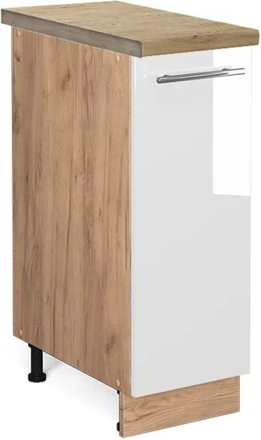 Vicco Apothekerschrank Fame-Line Weiß Hochglanz und Goldkraft Eiche, Wandmontage, B/T/H: 60 x 30 x 82 cm - Bild 1
