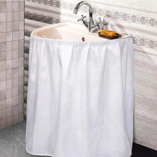Waschbare Badezimmer-Spülbeckenschürze von Ruichengwh in Weiß für den Waschtisch oder die Waschküche - Bild 1