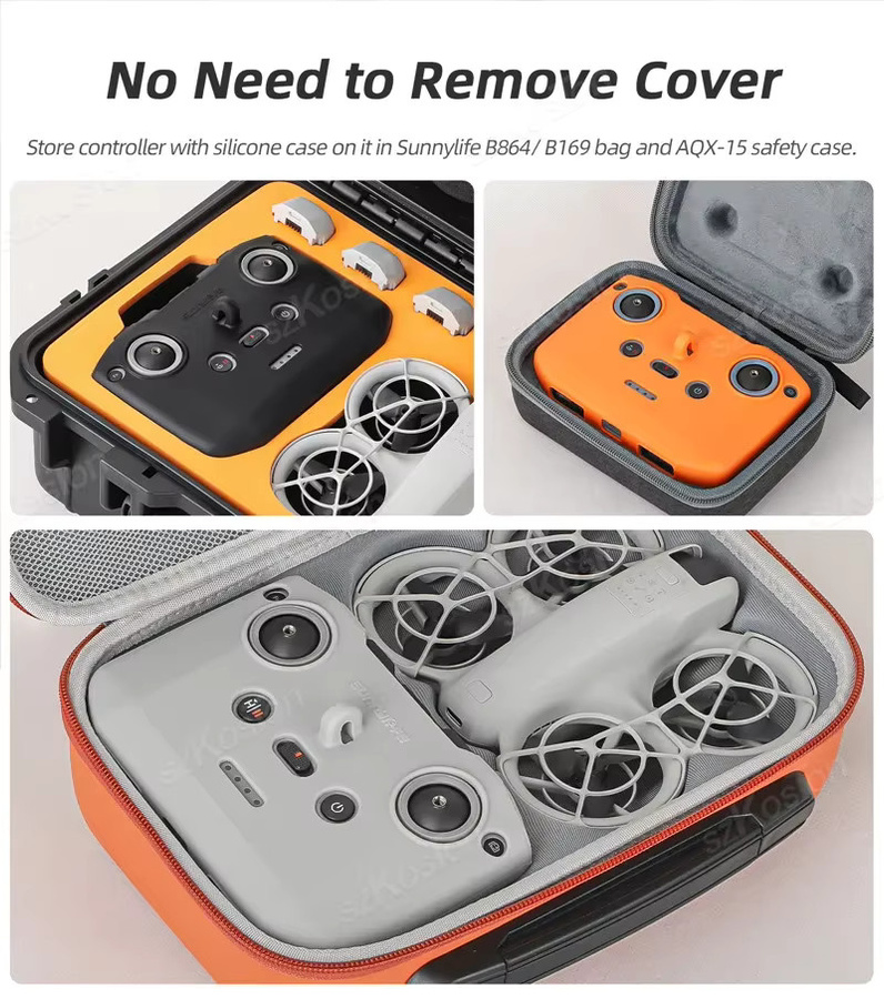 DJI Silikon-Schutzhülle für RC-N3, RC-N2 und RC-N1 Fernbedienungen sowie DJI Neo, Mini 4 Pro und Mini 4K inklusive Trageriemen in Schwarz - Bild 3
