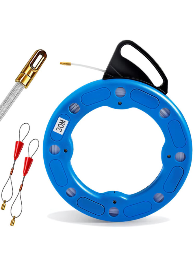 Rbefeuly Polyester-Elektrokabelziehband in Blau mit Hochleistungsgehäuse, Einziehbares Kabelziehwerkzeug aus Kunststoff, Breite: 0,4 cm, Länge: 30 m - Bild 6