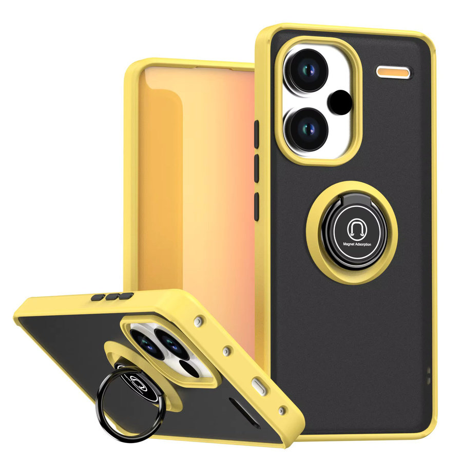 Xiaomi Redmi Note 13 Pro Plus 5G Schutzhülle mit Metallring-Halter und Matt-Rückseite in Schwarz - Bild 1