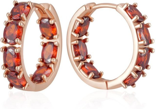 Creolen Kupfer, Roségold, Zirkonia, Damen, Vintage - Bild 1