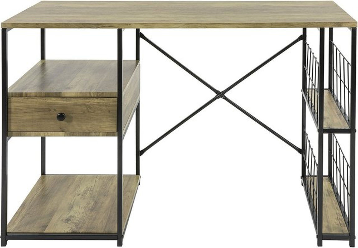 SoBuy Schreibtisch im Industrial Design mit 1 Schublade in Natur Holzoptik, B/T/H: 118 x 48 x 75 cm - Bild 1