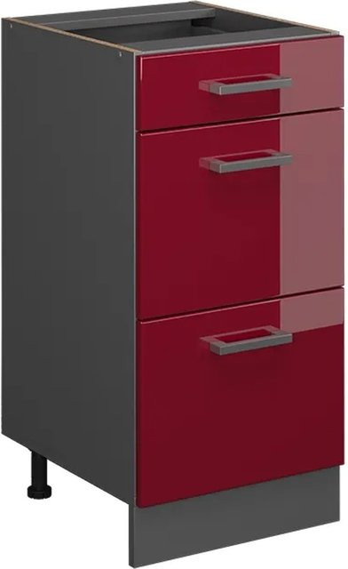 Vicco Küchenunterschrank R-Line mit Schubladen in Bordeaux und Anthrazit Hochglanz, Breite: 40 cm - Bild 2