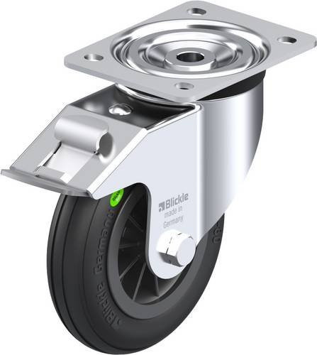 Blickle Lenkrolle L-VWPP 160G-FI mit Feststeller in Schwarz und Silber, Rad-Durchmesser: 16 cm, Tragfähigkeit: 70 kg - Bild 1